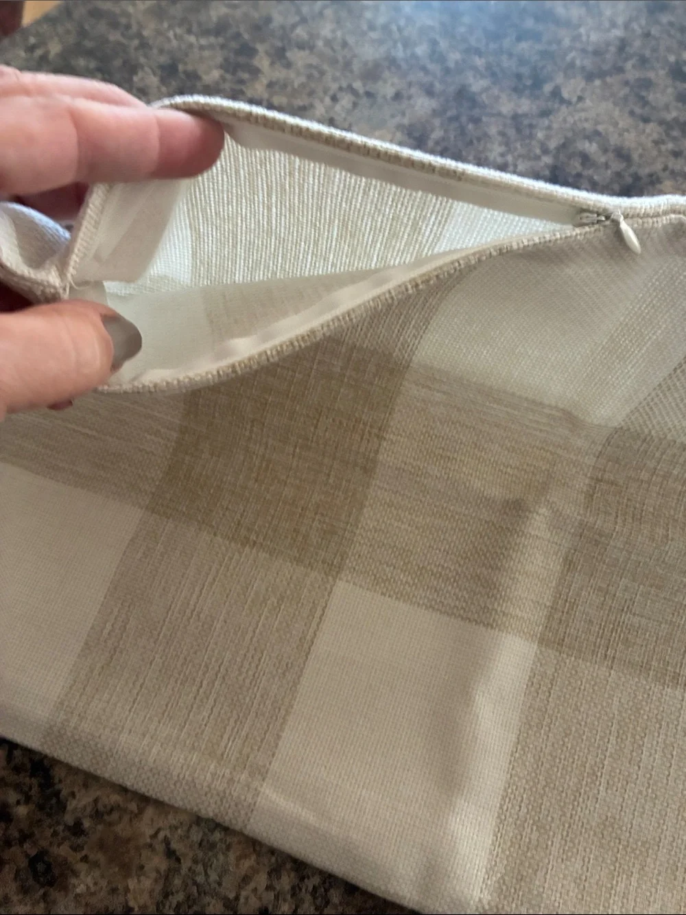 Neutral Beige Plaid Throw Pillow Cover
